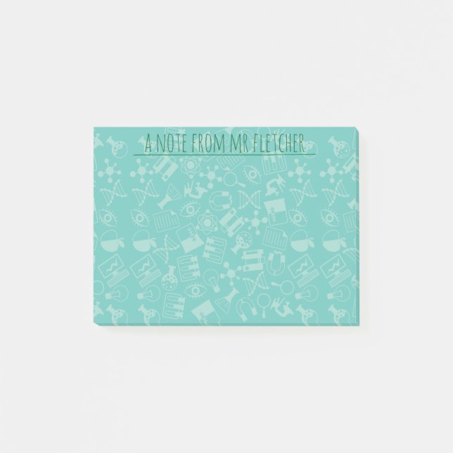 Personalized Science Icons Pattern Post-it Notes (Front)