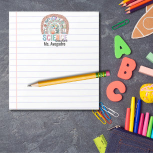 Personalized Science Teacher Boho Rainbow Apple Notepad