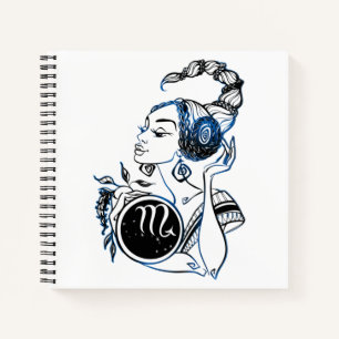 Personalized Scorpio Art Deco Lady Notebook