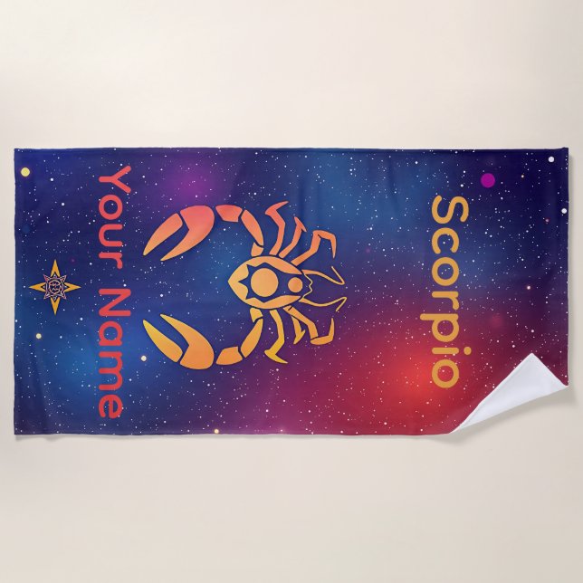 Personalized Scorpio Astrology Sign  Beach Towel (Front)
