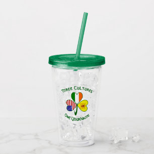 Personalized Scot Lion Ireland USA Shamrock  Acrylic Tumbler