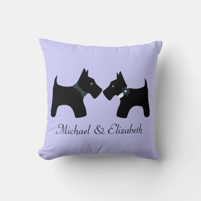 Personalized Scottie Dogs Couple (Reversible) Throw Pillow (Front)