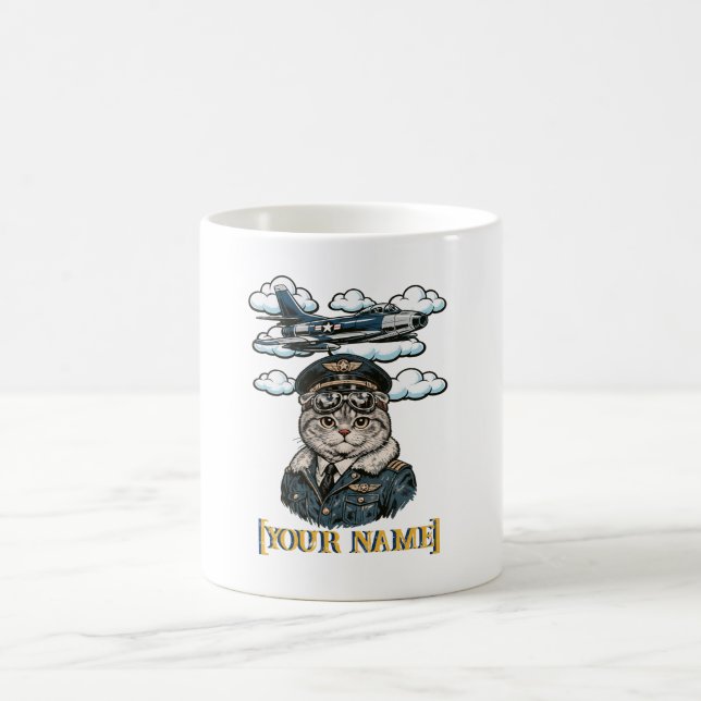 Personalized Scottish Fold Cat Pilot Mug | Custom  (Center)