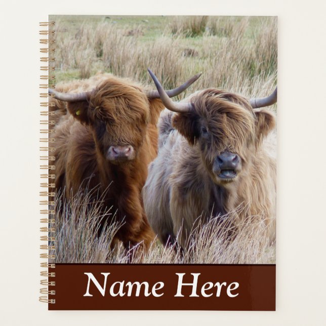 Personalized Scottish Highland Cows Planner (Front)
