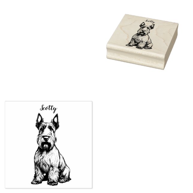 Personalized Scottish Terrier Rubber Stamp (Stamped)