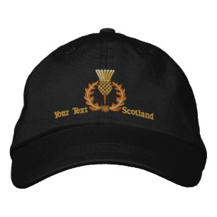 Personalized Scottish Thistle Scotland in Black Embroidered Hat
