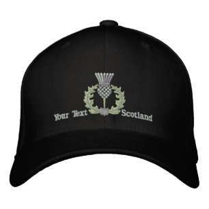 Personalized Scottish Thistle Scotland in silver Embroidered Hat