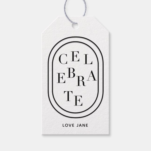 Personalized Scrambled "celebrate" gift tag (Front)