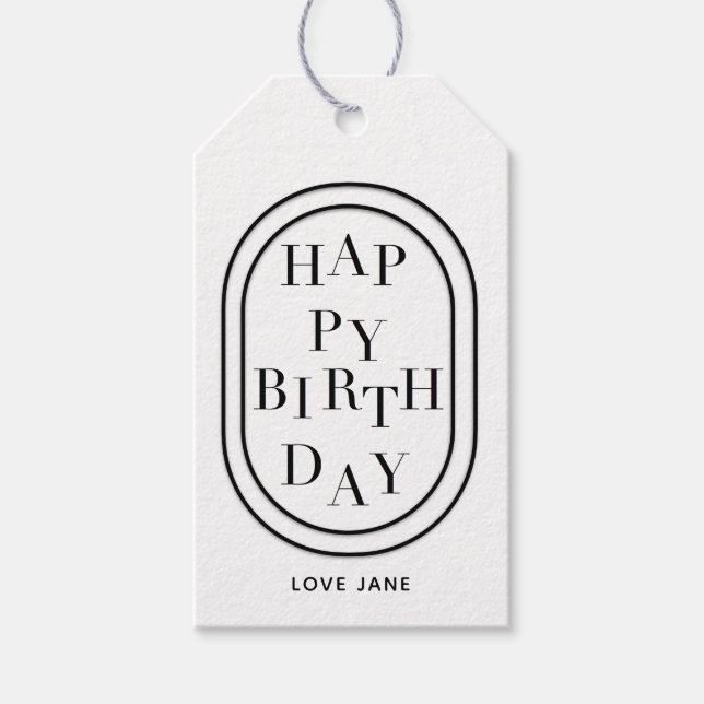 Personalized Scrambled "Happy Birthday" gift tag (Front)