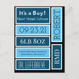 Personalized Scrapbook Baby Boy Labels Postcard