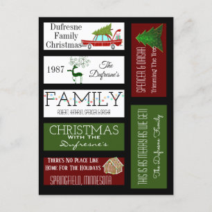Personalized Scrapbook Christmas Labels Postcard
