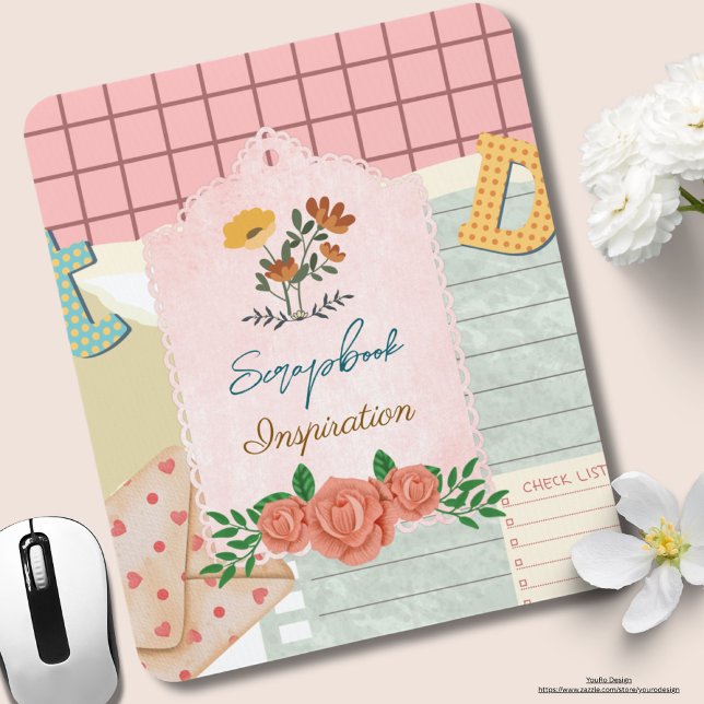 Personalized scrapbook inspiration Vintage collage Mouse Pad (Creator Uploaded)