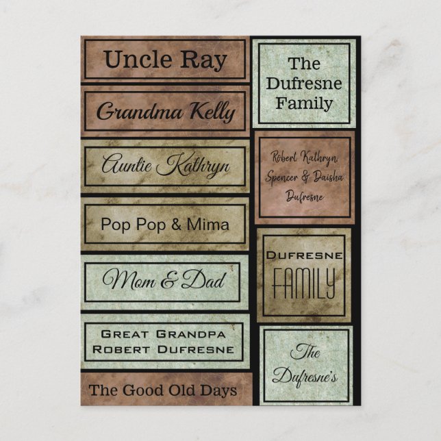 Personalized Scrapbook Labels Postcard (Front)