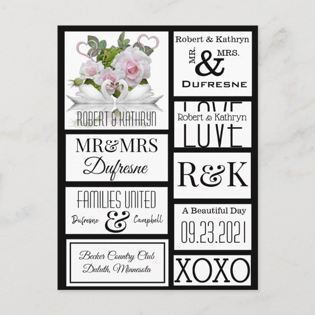 Personalized Scrapbook Wedding Labels Postcard (Front)