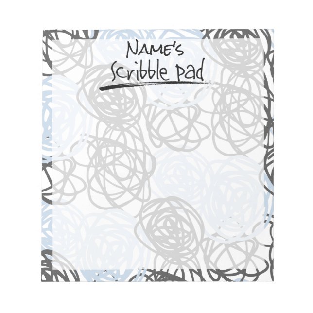 Personalized Scribble Pad (Blue/Charcoal) (Front)