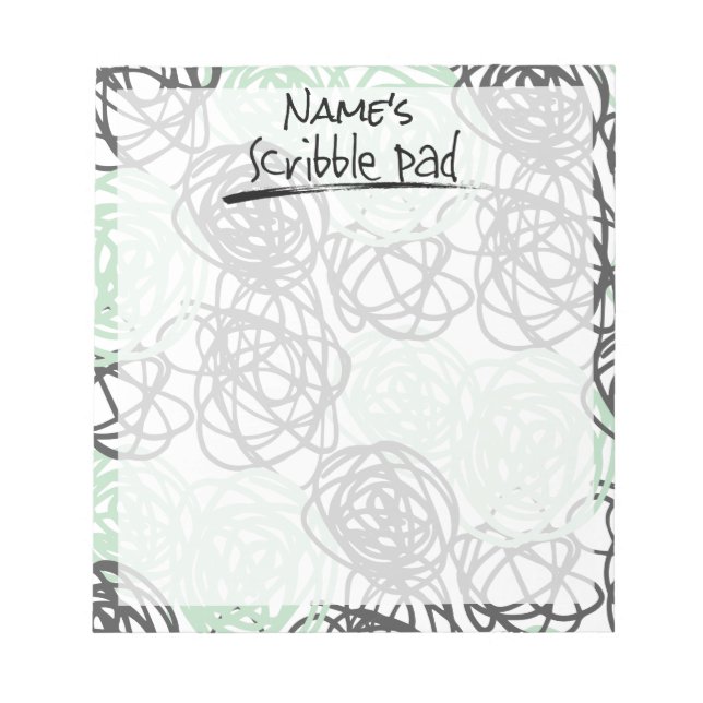 Personalized Scribble Pad (Mint/Charcoal) (Front)