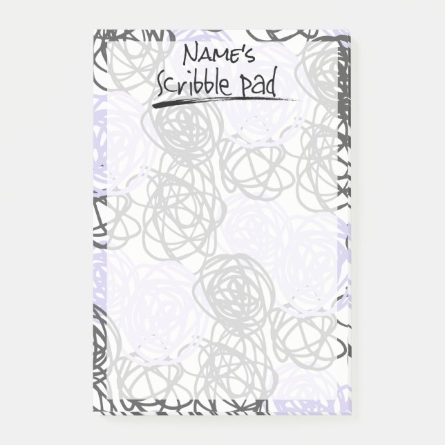 Personalized Scribble Pad (Purple/Charcoal) Post-it Notes (Front)