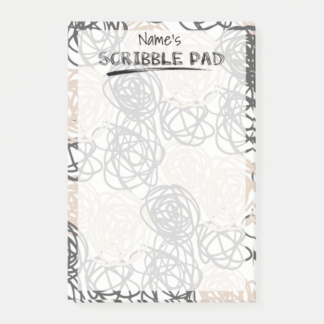 Personalized Scribble Pad (Tan/Charcoal) Post-it Notes (Front)