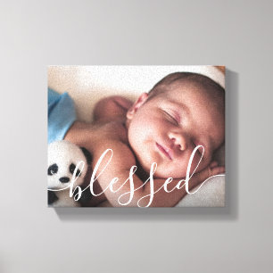 Personalized Script Baby Photo Canvas Print