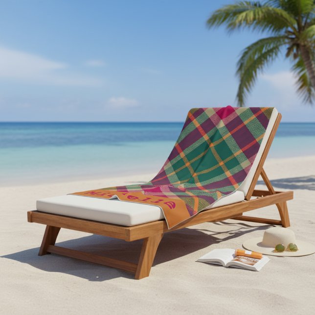 Personalized Script Beach Towel (Classic Red Gingham Personalized Beach Towel)