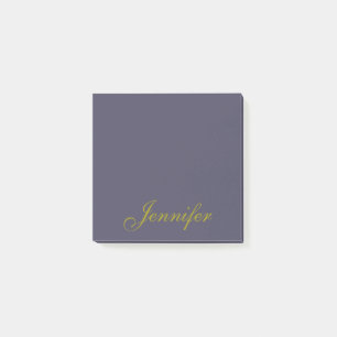 Personalized Script Blue Gold Post-it Notes