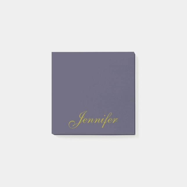 Personalized Script Blue Gold  Post-it Notes (Front)