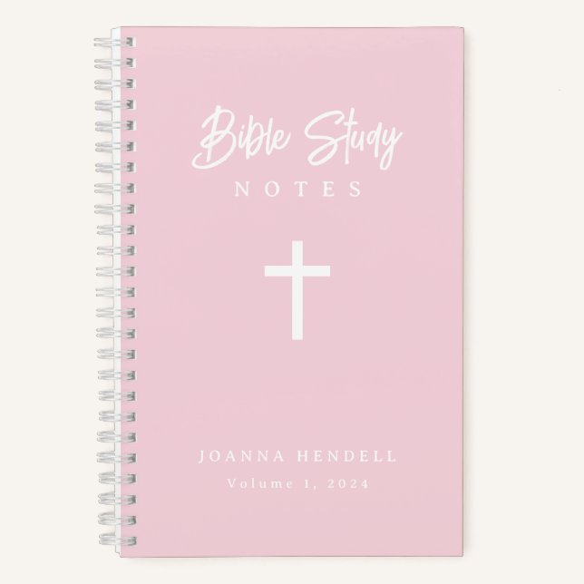Personalized Script Calligraphy Pink Bible Study Notebook (Front)