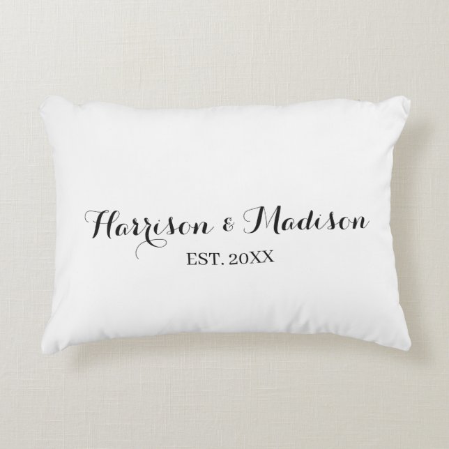 Personalized script couple name date Wedding  Accent Pillow (Front)