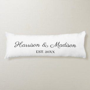 Personalized script couple name date Wedding Body Pillow