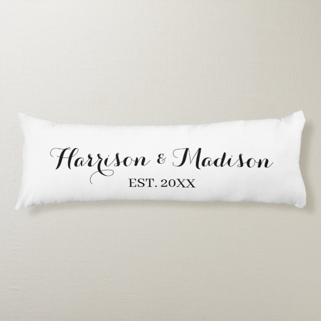 Personalized script couple name date Wedding Body Pillow (Front)