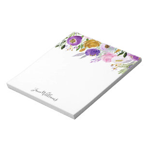 Personalized Script Custom Name Whimsical Floral Notepad