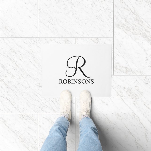 Personalized Script Family Name and Monogram Doormat (Indoor)
