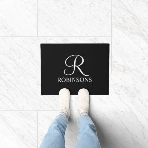 Personalized Script Family Name and Monogram Doormat