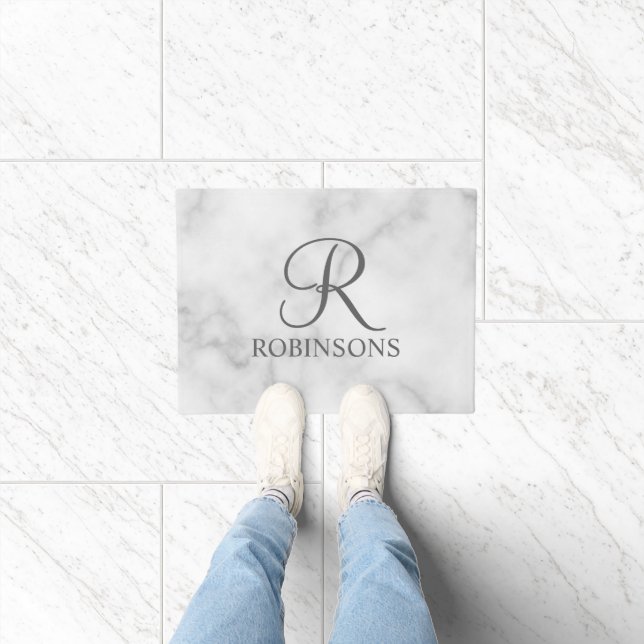 Personalized Script Family Name and Monogram Doormat (Indoor)
