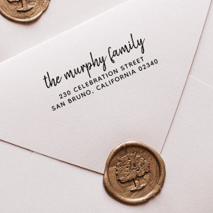 Personalized Script Family Name & Return Address Rubber Stamp