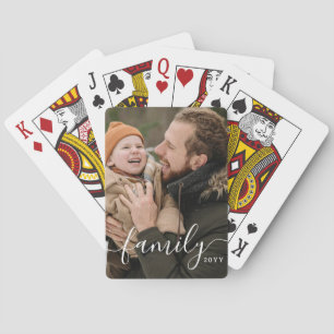 Personalized Script Family Photo Playing Cards