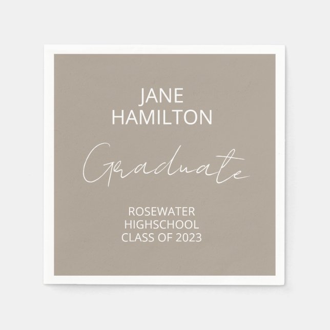 Personalized Script Graduation Party Paper Napkin (Front)