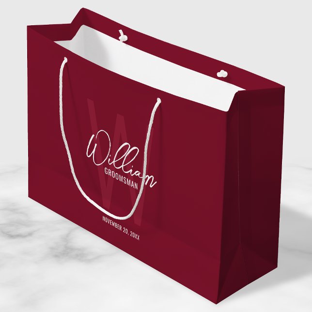 Personalized Script Groomsmen Monogram&Name Large Gift Bag (Creator Uploaded)