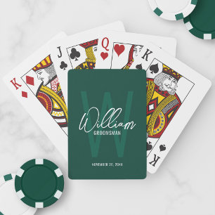 Personalized Script Groomsmen Monogram&Name Playing Cards