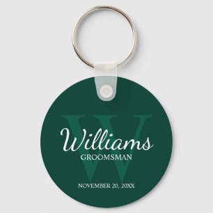 Personalized Script Groomsmen name&Monogram Keychain