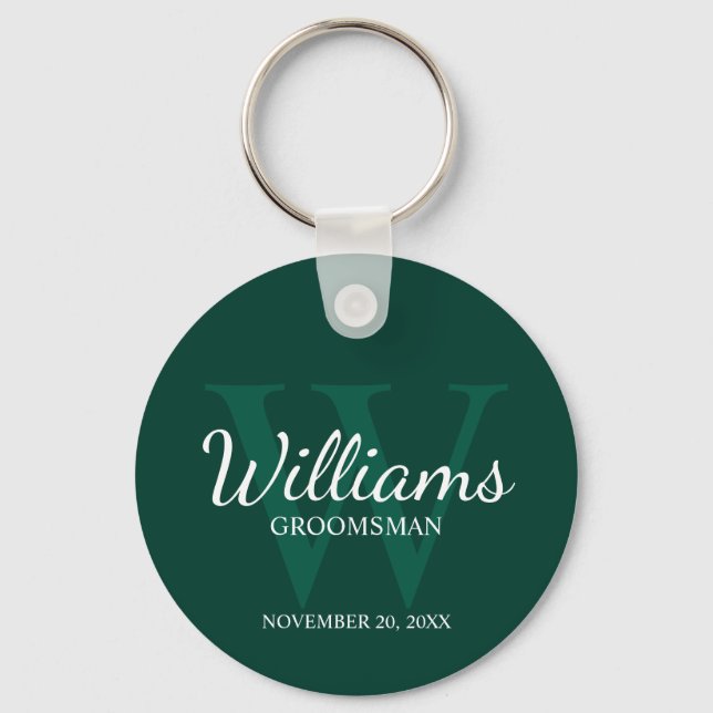 Personalized Script Groomsmen name&Monogram Keychain (Front)