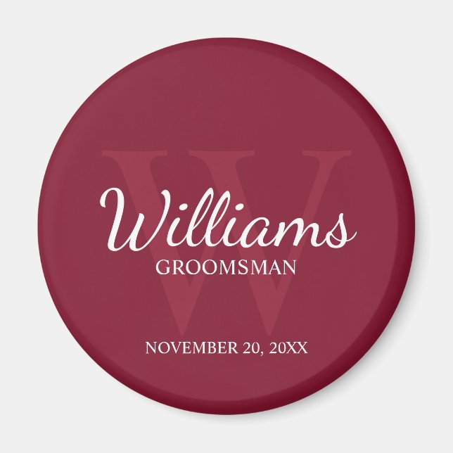 Personalized Script Groomsmen Name&Monogram Magnet (Front)