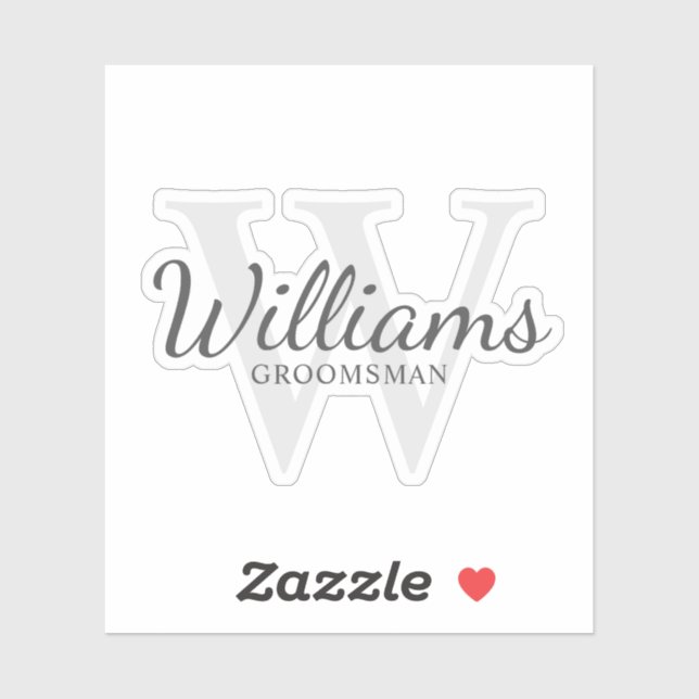 Personalized Script Groomsmen's Name and Monogram (Sheet)