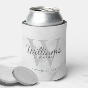 Personalized Script Groomsmen's name and Monogram  Can Cooler