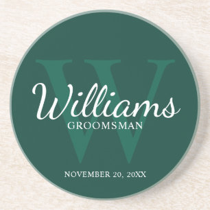 Personalized Script Groomsmen's name and Monogram  Coaster