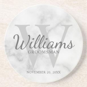 Personalized Script Groomsmen's name and Monogram  Coaster