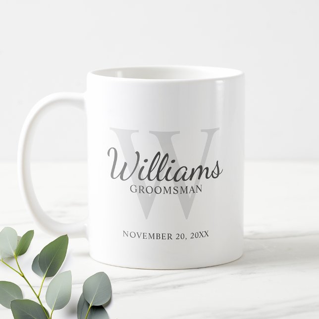 Personalized Script Groomsmen's name and Monogram Coffee Mug (Creator Uploaded)