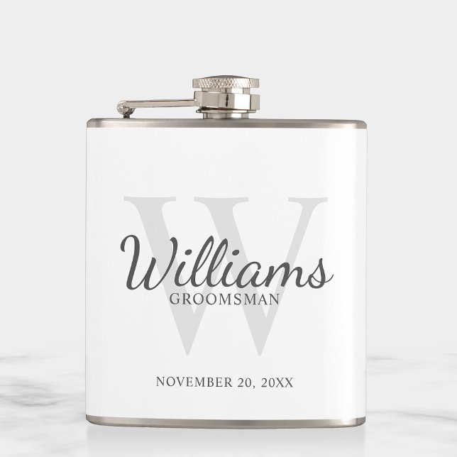 Personalized Script Groomsmen's name and Monogram Hip Flask (Creator Uploaded)
