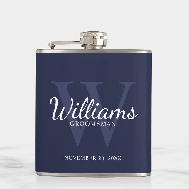 Personalized Script Groomsmen's name and Monogram  Hip Flask (Creator Uploaded)