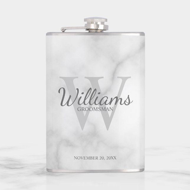 Personalized Script Groomsmen's name and Monogram Hip Flask (Creator Uploaded)